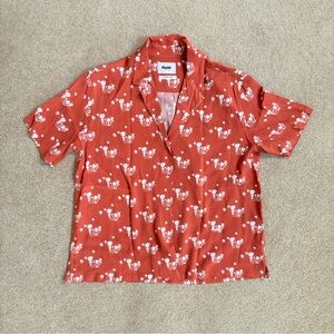 Brava Fabrics Mikia Printed Coral Blouse Small